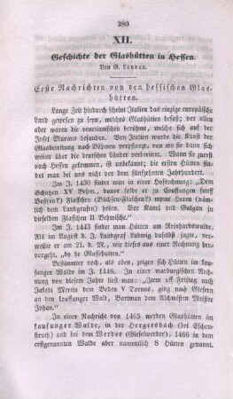 XII. Geschichte der Glashütten in Hessen.