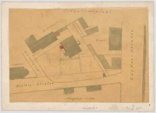 Thiersch, August ; München, Blütenstr.; Privathaus, Projekt - Lageplan