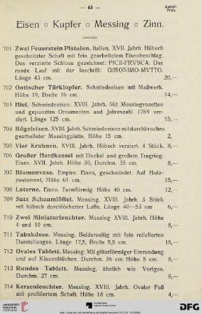 Eisen Kupfer Messing Zinn (Nr. 701-770)