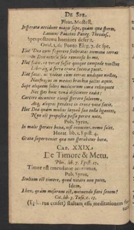 Cap. XXIX. De Timore & Metu.
