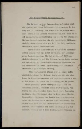 Geometrische Herleitung, Linienkoordinaten