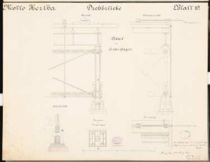 Brücke über den Bodden von Stralsund nach Rügen Schinkelwettbewerb 1879: Drehbrücke: Details; Maßstabsleiste