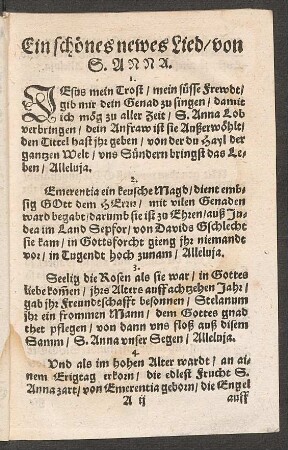 Ein schœnes newes Lied/ von S. Anna.