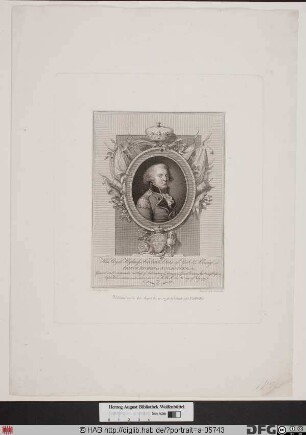Bildnis Friedrich August (Frederick Augustus), kgl. Prinz von Großbritannien, Irland u. Hannover, 1784 Herzog von York u. Albany, 1764-1802 letzter Fürstbischof von Osnabrück