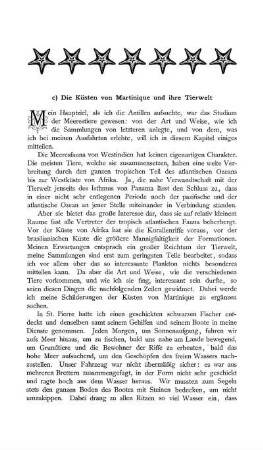 c) Die Küsten von Martinique und ihre Tierwelt