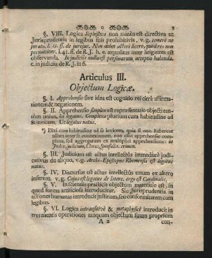 Articulus III. Objectum Logicae