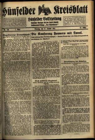 Erste Ausgabe vom Dienstag, den 27. Oktober 1931.