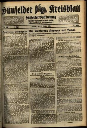 Erste Ausgabe vom Dienstag, den 27. Oktober 1931.