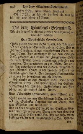 Die drey Glaubens-Bekenntnisse. - St. Ambrosii Augustini Lob-Gesang.