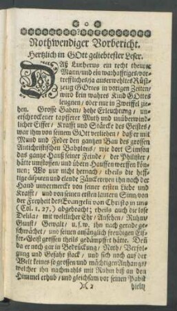 Nothwendiger Vorbericht