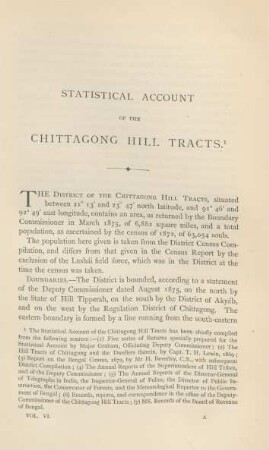 Statistical account of the Chittagong Hill Tracts