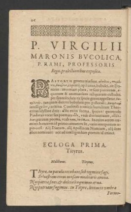 P. Virgilii Maronis Bucolica, P. Rami, Professoris Regii, praelectionibus exposita.