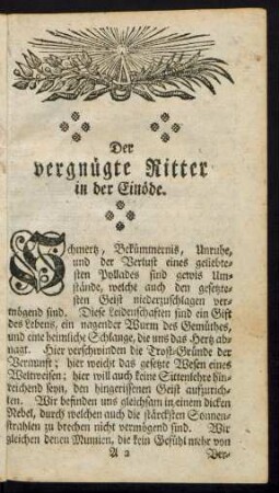 Der vergnügte Ritter in der Einöde.