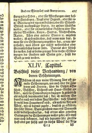 XLIV. Capitul. Beschluß dieser Verhandlung / von denen Erscheinungen.