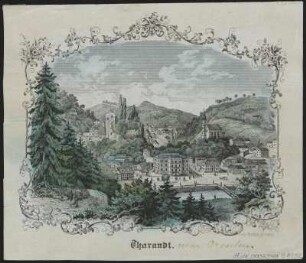 Ansicht von Tharandt, Stahlstich, um 1860 : Klemich, Louis : Tharandt / Louis Klemich. - Dresden , [um 1860]. - 1 Kunstbl. : Stahlst. ; Blattgr. 14 x 12 cm