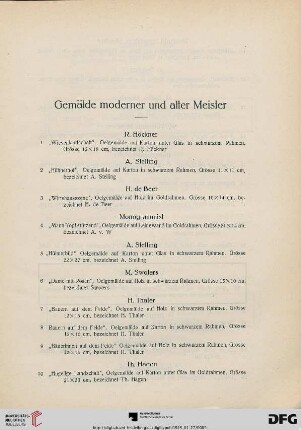 Gemälde moderner und alter Meister (Nr. 1-156)