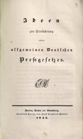 Ideen zur Einführung eines allgemeinen Deutschen Pressgesetzes