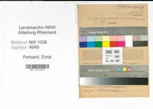 Entnazifizierung Ernst Perband , geb. 08.05.1890 (Handelsvertreter)
