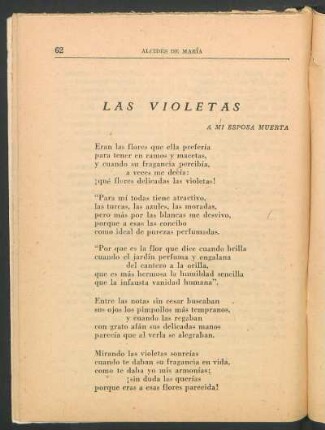 Las violetas : A mi esposa muerta