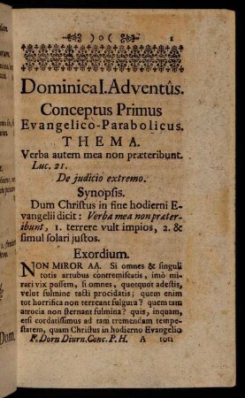 1-9, Conceptus Primus Evangelico-Parabolicus.
