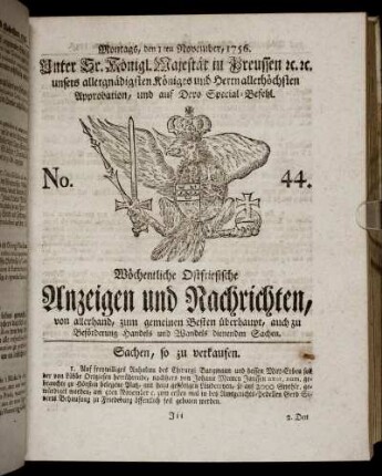 No. 44. Montags, den 1ten November, 1756.