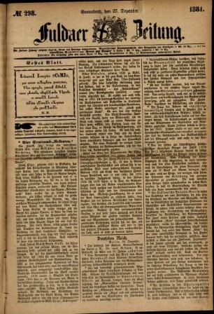Ausgabe vom Samstag, den 27. Dezember 1884.