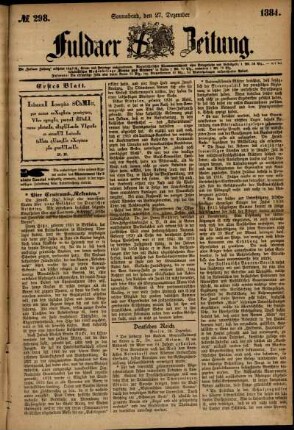 Ausgabe vom Samstag, den 27. Dezember 1884.
