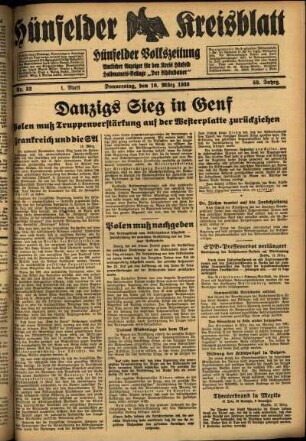 Erste Ausgabe vom Donnerstag, den 16. März 1933.