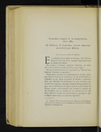 Costa-Rica después de la independencia, 1821-1880.