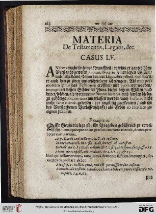 Materia de Testamentis, Legatis, & c.