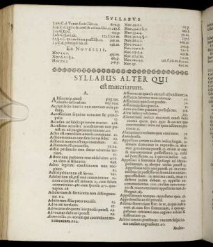 Syllabus Alter Qui est materiarum