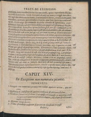 Caput XIV. De Exceptione non numeratae pecuniae