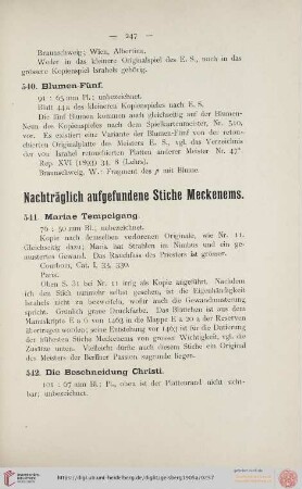 Nachträglich aufgefundene Stiche Meckenems (Nr. 541 - 569)