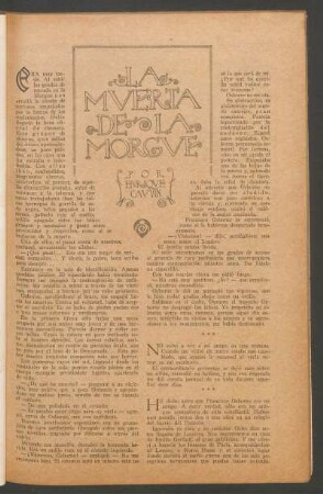 La muerte de la Morgue : Ilustró Alfonso Williams