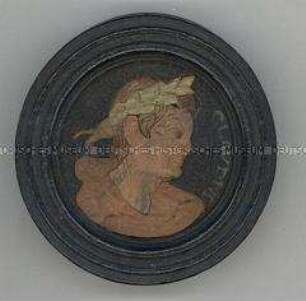Schwarzer Spielstein mit Porträt von Claudius