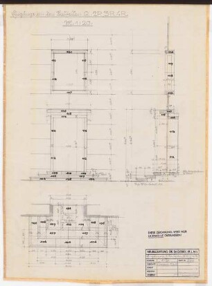 Reichsluftfahrtministerium, Berlin: Fassadendetail QR (Eingänge) 1:20