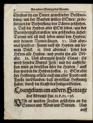 Evangelium am andern Sontage des Advents/...