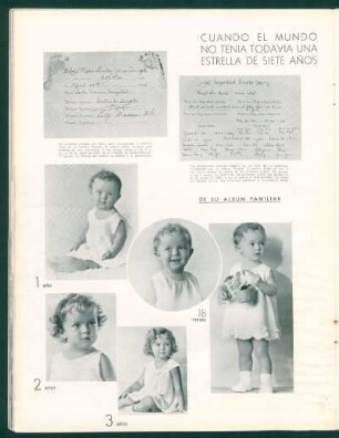 Cuando el mundo no tenía todavía una estrella de siete años - [Shirley Temple] - de su album familiar