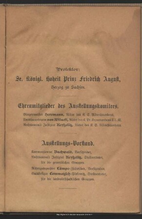 Prorektorat, Ausstellungsleitung und Platzordnung