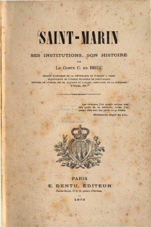 Saint-Marin : Ses in institutions, son histoire