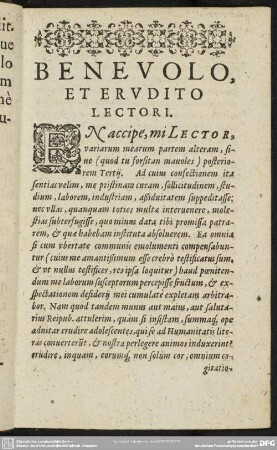 Benevolo Et Erudito Lectori