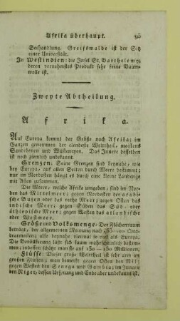 Zweyte Abtheilung. Afrika