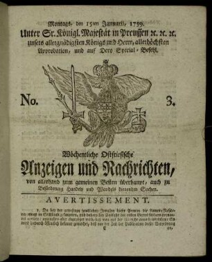 No. 3. Montags, den 15ten Januarii, 1759.