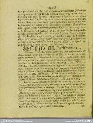 Sectio III. Porismatica
