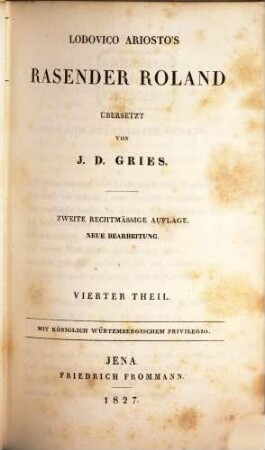 Lodovico Ariosto's Rasender Roland, 4