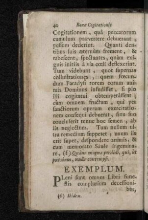 Exemplum. [De quodam juvene bonas cogitationes negligente]