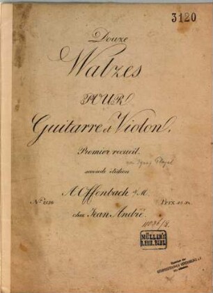 Douze walzes pour guitarre et violon : premier recueil, seconde édition
