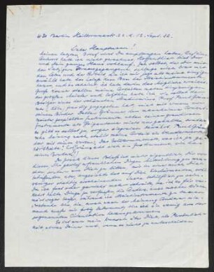 Brief von Julius Levin an Gerhart Hauptmann