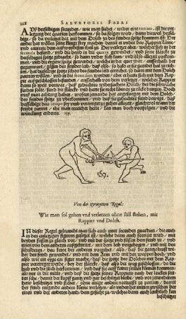 Von der zvveyten Regul: Wie man ßol gehen vnd verletzen ohne ßtill ßtehen, mit Rappier vnd Dolch.