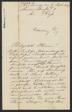 Brief an B. Schott's Söhne : 07.09.1887